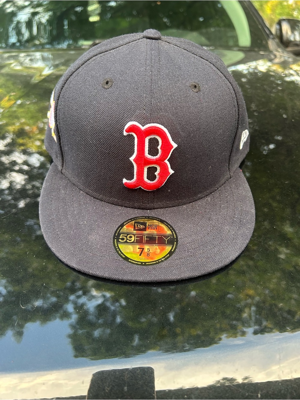 New Era Black Fitted Cap with Red 'B' Logo